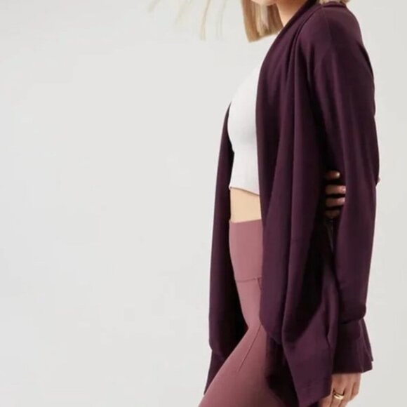 ATHLETA SPICED CABERNET POCKETS NIRVANA PRANAYAMA RESTORE WRAP CARDIGAN XXS - Picture 3 of 9